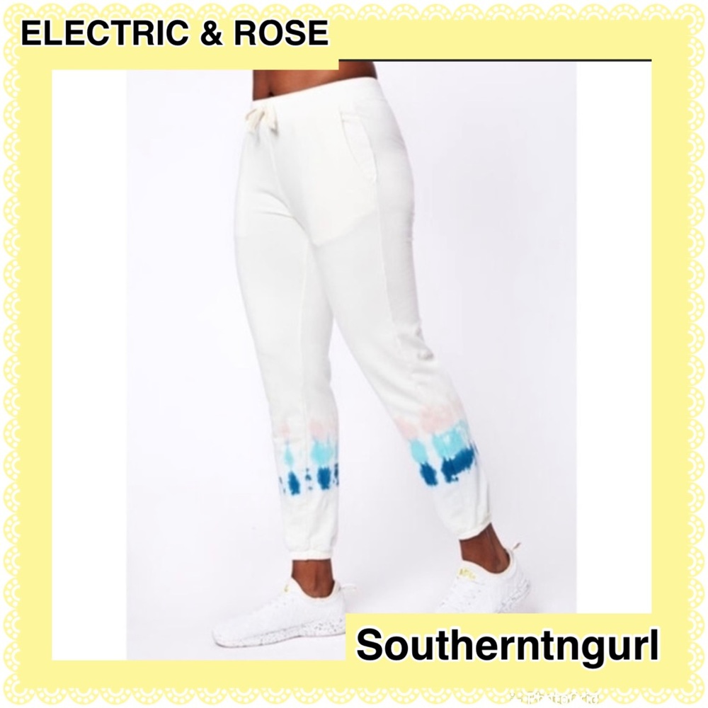 NWT ELECTRIC & ROSE  “Vendimia” White Tie Dye Joggers Pants